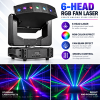 Projecteur laser à 6 têtes couleur pleine, à faisceau ventilateur, 3 axes XYZ, 500mW, DMX512, pour DJ, discothèque, bar, fête, éclairage de scène