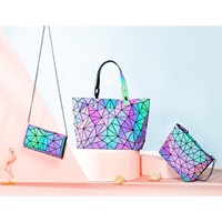 Tas Selempang LOVEVOOK Brand Reflection, Dompet, Set 3 Pcs, Tas Wanita Geometris Bercahaya, Tas Tangan Wanita Geometris