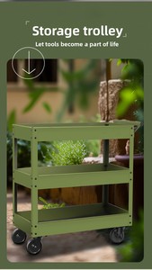 China Factory Wholesale Heavy Duty Silent 3 Layer Steel Tool Cart High Load <b>Flat</b> <b>Trolley</b> Custom Size Logo for Workshop Warehouse - Product Image 5