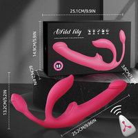 Trägerloser Dildo-Vibrator Tragbares Paar-Sexspielzeug Ferngesteuerter G-Punkt-Vibrator Lesbisches Sexspielzeug für Frauen und Männer
