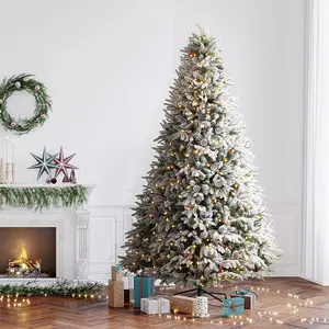 KG Xmas Wholesale Customized Advanced Christmas Tree 6ft/7ft PE Material Flocked Pre-lit Artificial Christmas Tree