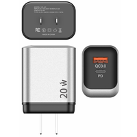 daya dinding cepat dua Port 20W, pengisi daya dinding Tipe c USB a Travel Adapter US EU UK Plug soket untuk ponsel pintar