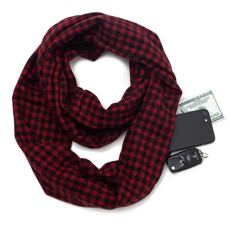 Frauen Männer Winter Infinity Schal mit für Pocket Loop Reiß verschluss für Taschen schals Travel Journey Scavef