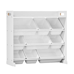 Portatile <span class=keywords><strong>montessori</strong></span> baby children room 9 plastic bin storage cabinet tubo di metallo legno giocattoli per bambini organizer shelf - Product Image 5