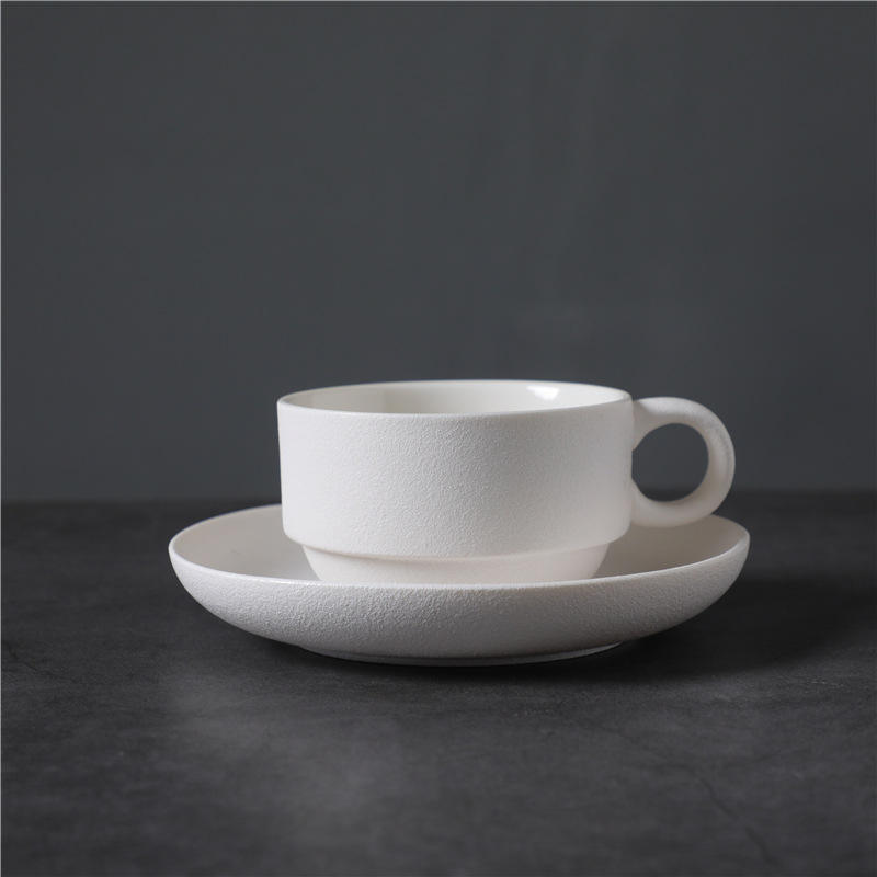 Coffee cup + saucer - frosted white 160ml