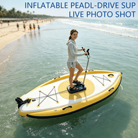 Planche de SUP gonflable à large plateforme avec système de propulsion à pédale, planche à pagaie anti-retournement gonflable pour les loisirs aquatiques