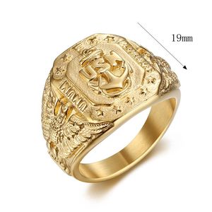 Anillo Rainbowking de acero inoxidable de la Marina DE LOS EE. UU., anillo de águila de ancla, joyería de moda militar de Hip Hop para hombres - Product Image 4