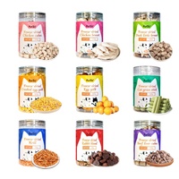 Friandises lyophilisées de haute qualité pour chats et chiens : morceaux de poulet et de saumon, sans céréales, riches en protéines, pour des dents propres, personnalisables