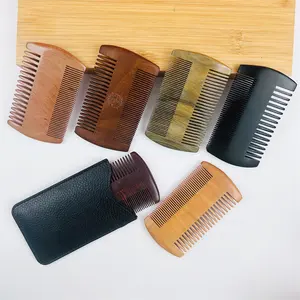 Новый инновационный продукт Антистатический пользовательский карманный гребень ручной работы двухсторонний деревянный гребень для волос бороды