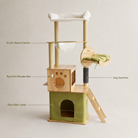 Grand arbre à chat en bois tout-en-un avec capsule spatiale, griffoir et maison pour chat peu encombrante pour la vente en gros