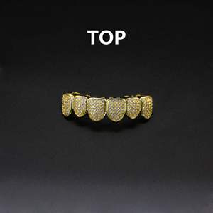<span class=keywords><strong>Grillz</strong></span> Dentali Artivelle Street Style Placcati Oro, Gioielli Hip Hop Personalizzati in Ottone con Zirconi, <span class=keywords><strong>Grillz</strong></span> Dentali Iced Out per Uomo - Product Image 2