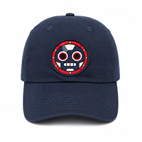 Casquette de baseball bleu marine en coton délavé, 6 panneaux, calotte souple, visière courbée, logo brodé, décontractée, pour l'extérieur, toutes saisons, motif léopard à pois
