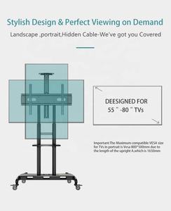 80 इंच के टीवी के लिए माउंट के साथ KLC-180 टीवी स्टैंड, 200 एलबीएस यूनिवर्सल टीवी कार्ट स्टैंड तक सुरक्षा लॉक के साथ चल रहा है। - Product Image 4