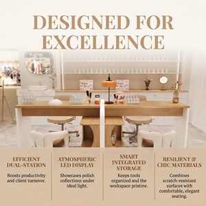 Modern Wooden Double Manicure <b>Table</b> Marble Top 2 Person <b>Nail</b> Desk Professional Beauty Salon Dual Workstation Furniture - Product Image 4