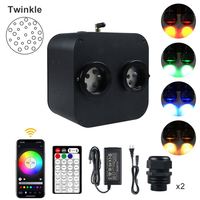 Illuminateur à fibres optiques RGB CCT à double port 30W avec application/télécommande, avec câble à fibres optiques PMMA pour toit de voiture