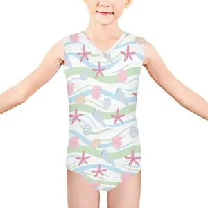 高级定制粉色沙滩面包师女童泳衣一体式背心高领儿童可持续女童泳衣环保度假