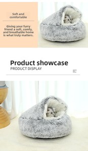 חורף ידידותי לסביבה מודרנית מוצק pp כותנה במילוי פגז חצי סגור מיטה לחתולים וכלבים - Product Image 6