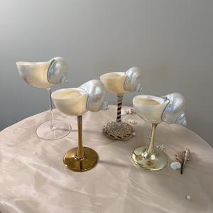 Gobelet à vin en forme d'escargot de mer en forme d'escargot de mer unique, fait à la main, tasse en verre doré à Martini pour <span class=keywords><strong>anniversaire</strong></span> - Product Image 6