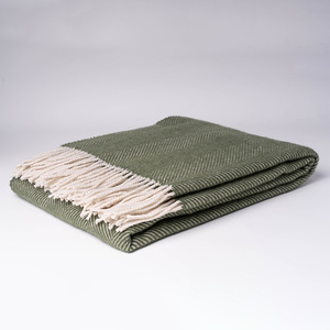 Nouvelle mise à niveau 127X153 + 2X10cm 100% laine 380gsmTassel couvertures moderne Plaid Style coréen tissé jeter - Product Image 1