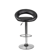 Tabourets de bar pivotants noirs confortables, hauteur réglable, chaise de comptoir avec repose-pieds chromé pour cuisine, bar, pub, club, réception