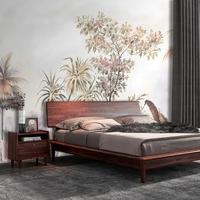 Papier Peint Mural Décoratif Personnalisé 3D Effet Lin et Bois à Motif Floral Tropical, Rouleaux Isolants Acoustiques et Imperméables pour Chambre et Salon
