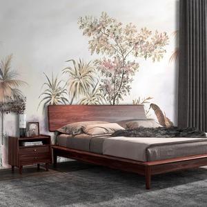 Giấy dán tường trang trí hoa nhiệt đới bằng vải lanh, họa tiết gỗ 3D, cách âm, chống thấm, dùng cho phòng ngủ và phòng khách - Product Image 2