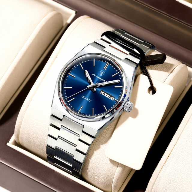 Luxury Quartz Women's Watch 3BAR Water Resistant Stainless Steel Case Pointer Dial 35mm