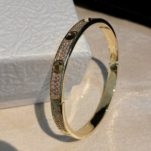 Oval <b>Bangle</b> Gold And <b>Silver</b> Zircon Claw Setting Women's Jewelry Gift Star Pattern Fashion <b>Bracelet</b> - Product Image 4