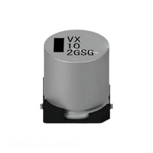 Condensador de Aluminio de Montaje Superficial de 100 uF, 250SGV100M18X21.5, Canal del Fabricante, 250V, Polar - Product Image 1