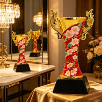 Coupe de trophée brodée au design oriental traditionnel, personnalisée pour les récompenses de football, basketball, golf, souvenirs et cadeaux