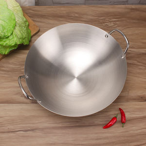 Sartén <span class=keywords><strong>Wok</strong></span> de acero inoxidable de estilo chino grande mate con asas dobles de acero inoxidable de 30cm a 80cm - Product Image 6