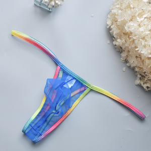 Ropa Interior <span class=keywords><strong>Gay</strong></span> para Hombre, Sexy, de Malla Elástica, con Estampado de Arcoíris, Cintura Baja, Transparente, sin Costuras - Product Image 3