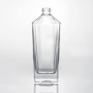 Bouteille en verre de 750ml 700ml 500ml 350ml Source personnalisée en usine <span class=keywords><strong>Guara</strong></span> carré col court fond épais incliné épaule Gin rhum - Product Image 1