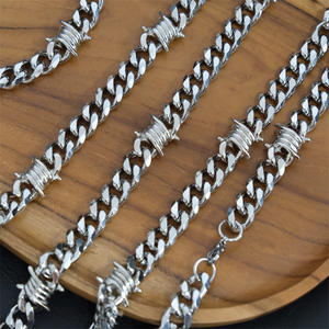 Alta qualidade em aço inoxidável Hip-Hop Thorn Pant Cadeia Punk Cuban para homens Trendy Wallet Bag Jeans Chains Atacado - Product Image 5