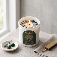 Pot à bougie blanc avec couvercle en bois 8oz 12oz, récipient en verre vide, étiquette personnalisée motif forêt, idéal pour les ateliers de création en cristal