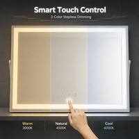 Miroir de Maquillage LED Incurvé avec Haut-parleur Bluetooth, 3 Couleurs, Tactile et Dimmable, pour Chambre à Coucher, Cadeau, Vente en Gros, OEM