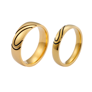 Gold Plated Stainless Steel Wedding Bands <b>Couple</b> <b>Rings</b> Classic Design Unisex Jewelry for Wedding Occasion - Product Image 2
