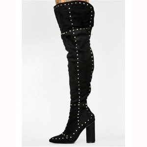 Big Size 47 Leopard Print Women Over Knee High <b>Boots</b> Thigh High Pointed Back Zip <b>Boots</b> for Women High Chunky Heel Long Booties - Product Image 2