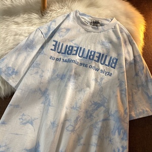 2022 mùa hè ngắn tay giữa Chiều dài T-Shirt của phụ nữ hàng đầu Vòng cổ thư giản dị Tie-Dye T-Shirt của phụ nữ ngắn tay T-Shirt - Product Image 4