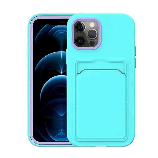 Hidden Slot Wallet Dual Layer Credit Card Holder Silicone Phone Case for Iphone 12 13 PRO Max 7 8 Plus With Card Holder Coque