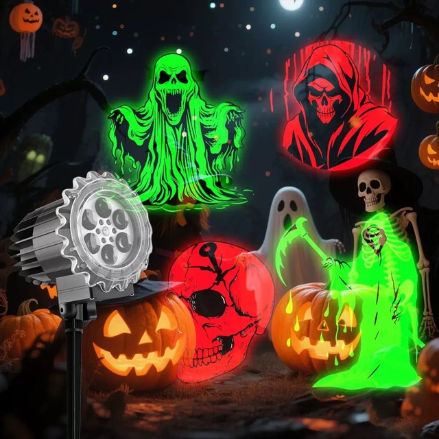 Halloween Outdoor Waterproof 3D Ghost Projector Light HD Spooky Animation Projection for Yard Window Party Garden Decor