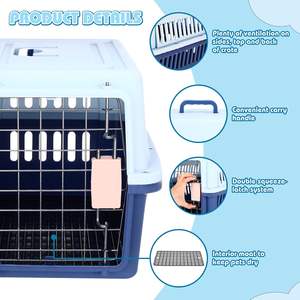 กระเป๋าใส่สัตว์เลี้ยงแบบแข็ง ทำจากพลาสติก สำหรับสุนัขและแมว พร้อมประตูแบบลวดและแผ่นรองทำความเย็น ระบายอากาศได้ดี ติดตั้งง่าย - Product Image 3