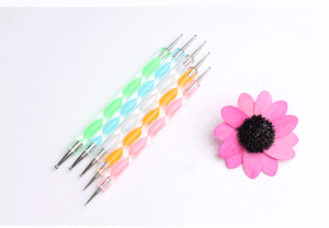 Set of 5 Acrylic Spiral <b>Rod</b> Double Head Nail Art Point Drill Pens <b>Plastic</b> Fiber Brush Material Indentation Flower Pen Design - Product Image 4