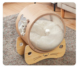 通気性のある高級ペット家具木製猫犬ベッドケージカプセルハウス屋内 - Product Image 6