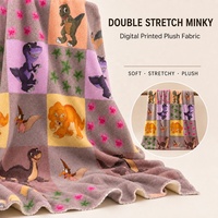 Tissu en peluche minky double face imprimé en polyester et élasthanne extensible pour pyjamas et couvertures