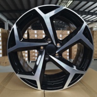 Rines de Aleación de Aluminio SYAC de 17 Pulgadas, Estilo Original 17x7.5 PCD5*112, Cara Mecanizada Negra, Alta Resistencia y Bajo Peso para Golf Polo