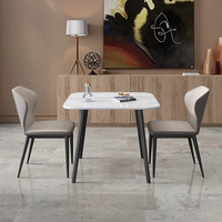 Ensemble de table à manger moderne en métal et pierre italienne avec 2 chaises pour la maison, la villa, l'appartement ou la cuisine, pour la salle à manger d'hôtel