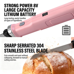 Electric <b>Bread</b> <b>Knife</b> 8V Rechargeable Stainless Steel Blade For Kitchen Baking Camping Cutting - Product Image 4
