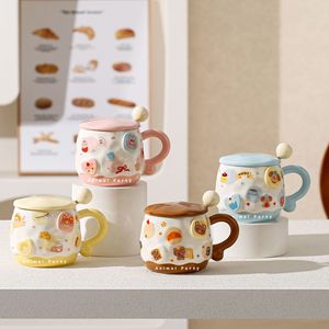 Tasse en céramique magnétique Lelyi, motif animal de dessin animé, créative, pour étudiant, avec couvercle, compatible lave-vaisselle et micro-ondes, pour la rentrée scolaire et la maison - Product Image 1