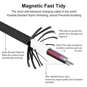 Câble de charge magnétique à aspiration <span class=keywords><strong>Bio</strong></span> 1M 3A, câble USB magnétique à charge rapide, câble USB Type C, chargeur magnétique, câble USB C - Product Image 5